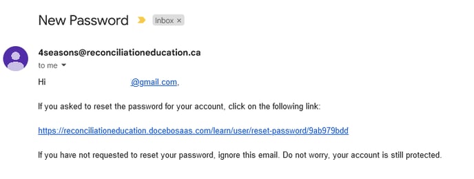 Docebo Reset Password Email Example